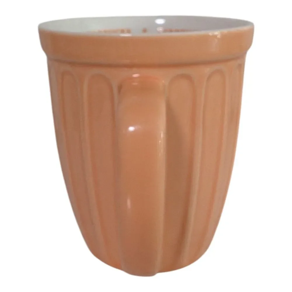 STARBUCKS 2006 Peach & White Ribbed Fluted Flower Pot Coffee Mug 16 oz. RARE